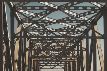 Railway bridge detail. steel construction abstract background
