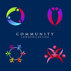 Set Of Colorful Abstract Community Logo Template