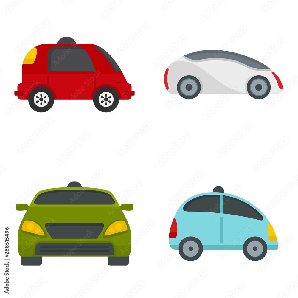 Aufkleber driverless icon set. flat set of driverless vector icons for web design