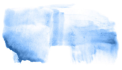 Fototapeta premium Abstract watercolor background hand-drawn on paper. Volumetric smoke elements. Blue color. For design, web, card, text, decoration, surfaces.