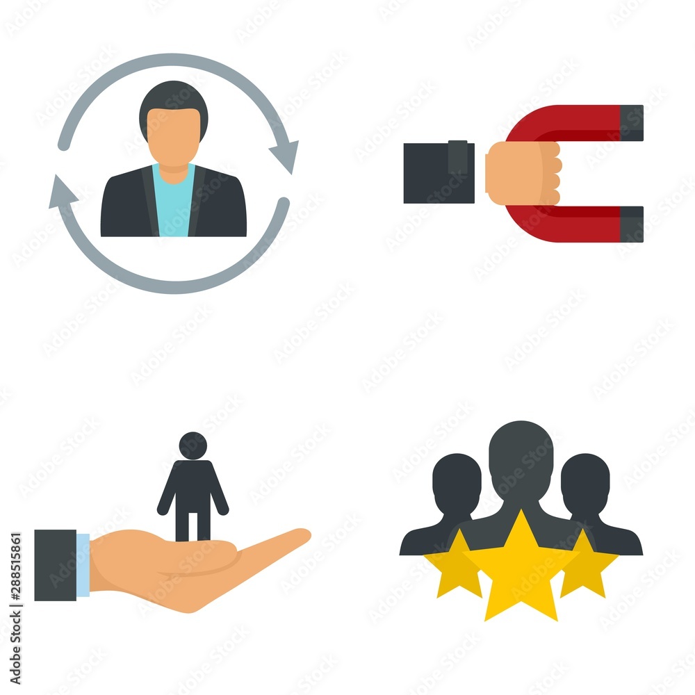 Poster customer retention icon set. flat set of customer retention vector icons for web design