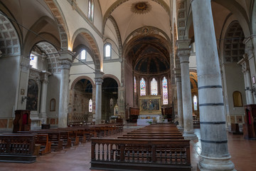 Fototapeta premium Panoramic view of interior of Santa Maria dei Servi
