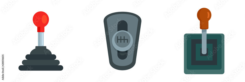 Poster gearbox icon set. flat set of gearbox vector icons for web design