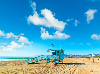 Lifeguard tower in world famous Santa Monica beach