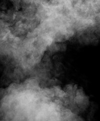white smoke isolated, abstract powder, water spray on black background.