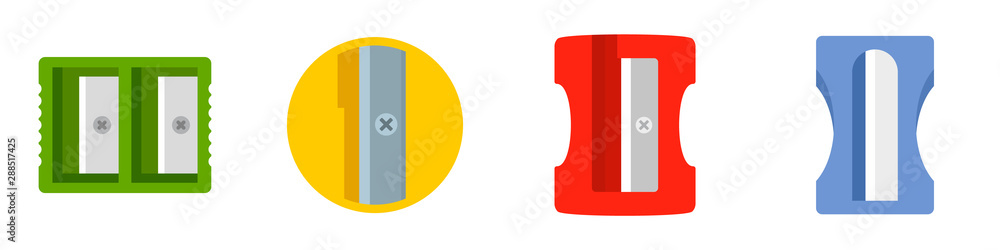 Poster sharpener icon set. flat set of sharpener vector icons for web design