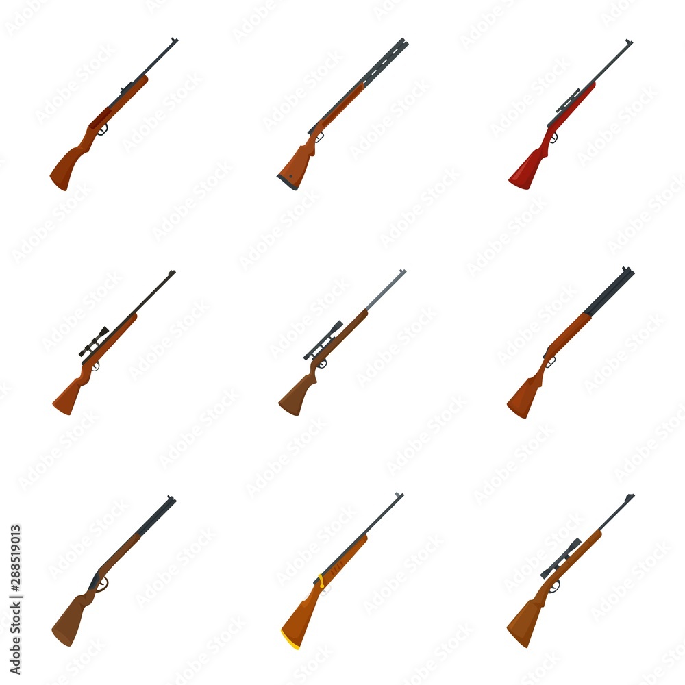 Aufkleber hunting rifle icons set. flat set of hunting rifle vector icons for web design