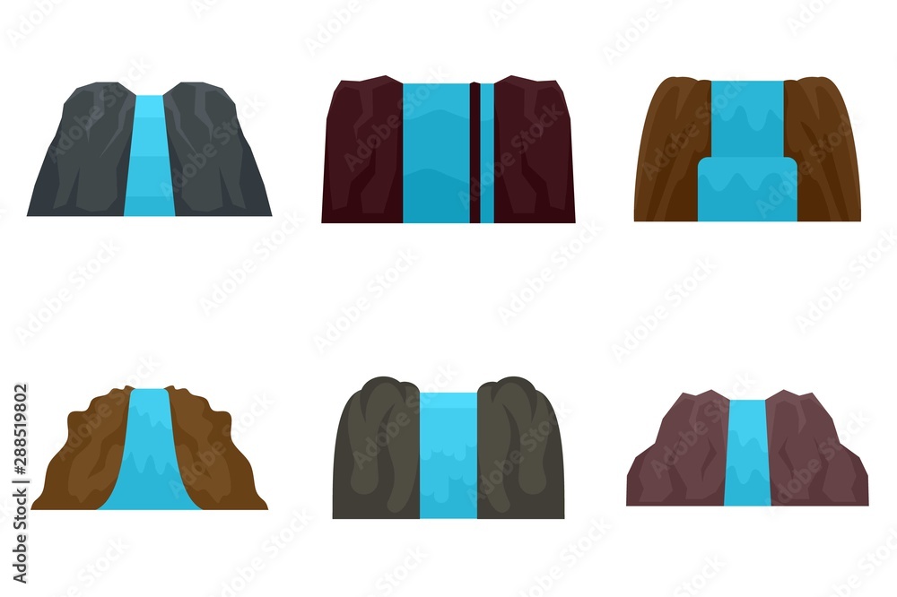 Poster cascade icons set. flat set of cascade vector icons for web design
