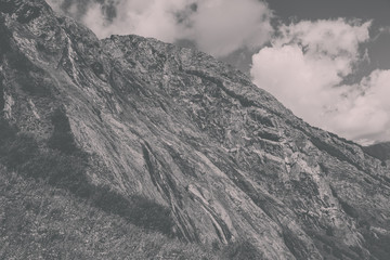Obraz premium Panorama view of mountains scene in national park of Dombay, Caucasus, Russia