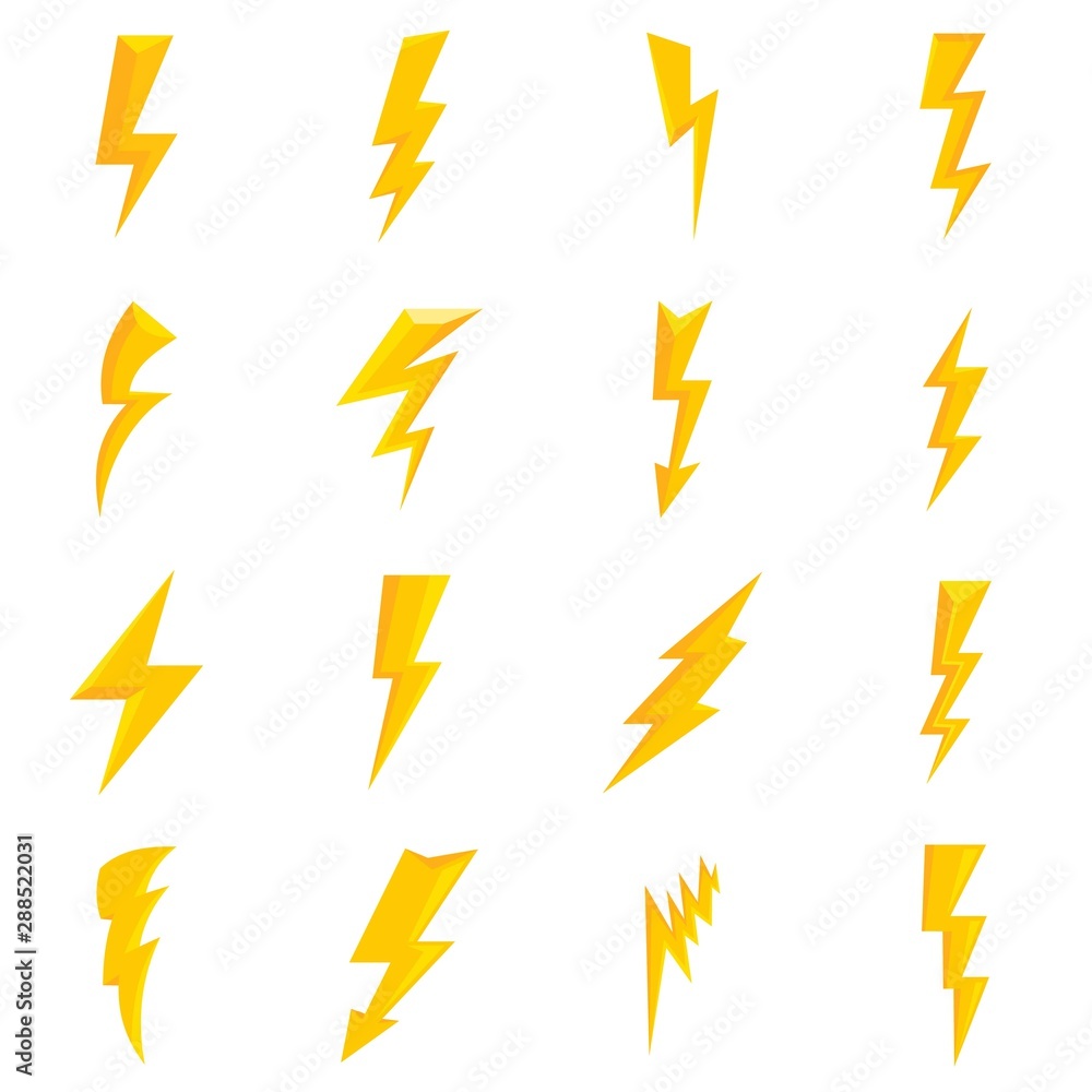 Poster lightning bolt icons set. flat set of lightning bolt vector icons for web design