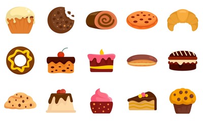 Confectionery icons set. Flat set of confectionery vector icons for web design