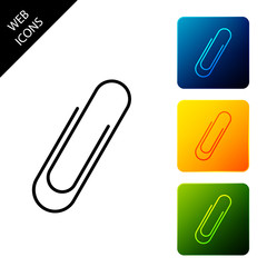 Paper clip icon isolated. Set icons colorful square buttons. Vector Illustration