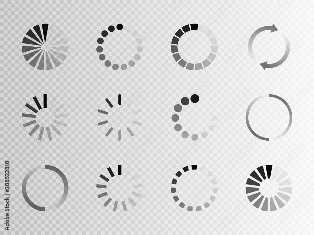 Poster super set different load icon. circle website buffer loader or preloader. download or upload status 