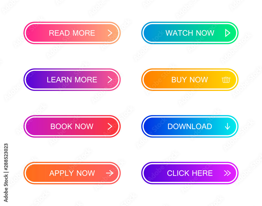 Poster set of modern material style buttons for website, mobile app and infographic . different gradient co