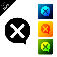 Obraz premium X Mark, Cross in circle icon isolated. Check cross mark icon. Set icons colorful square buttons. Vector Illustration