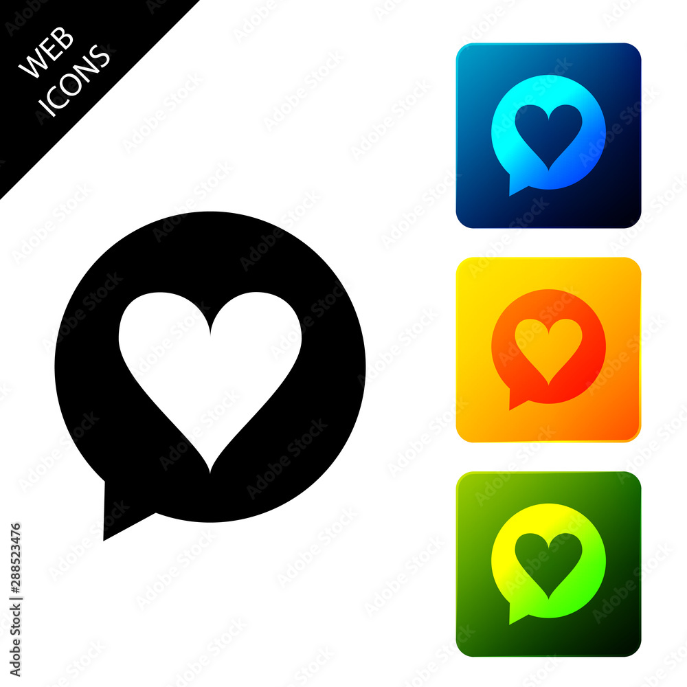 Poster heart in speech bubble icon isolated. heart shape in message bubble. love sign. valentines day symbo