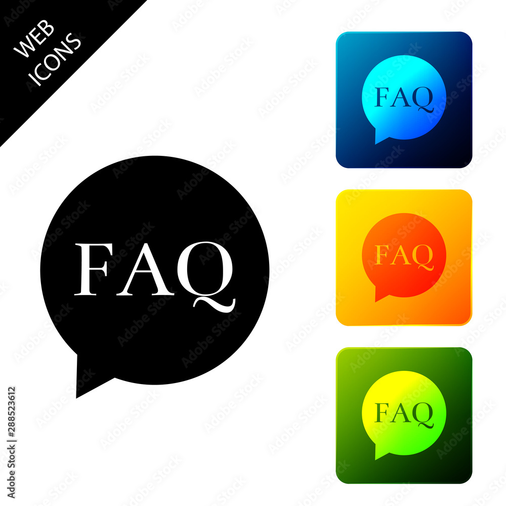 Poster speech bubble with text faq information icon isolated. circle button with text faq. set icons colorf