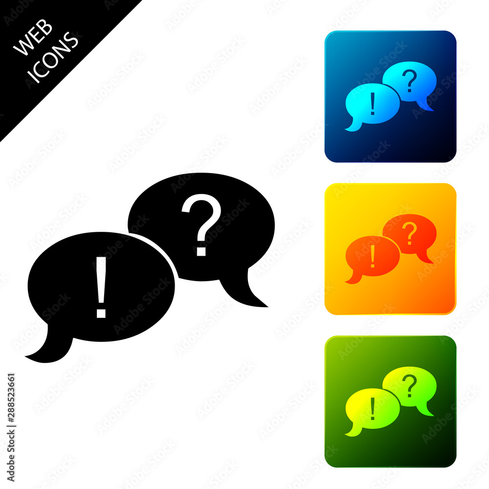 Poster speech bubbles with question and exclamation marks icon isolated. faq sign. copy files, chat speech 