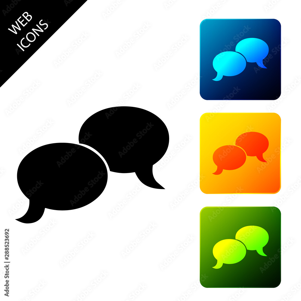 Poster blank speech bubbles icon isolated. faq sign. copy files, chat speech bubble and chart web icons. se