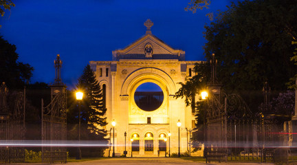 Iconic downtown Winnipeg cathedral building by the Forks in Winnipeg