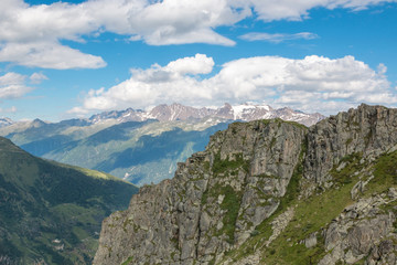 Fototapeta na wymiar Panorama of mountains scene in national park Switzerland