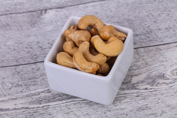 Cashew nuts heap in the bowl