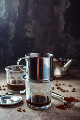 Coffee dripping in vietnamese style