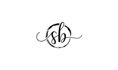 SB Initial handwriting logo vector, SB Initial handwriting logo design with a circle. Zen Circle Brush, handwritten logo for fashion, team, wedding, luxury logo. SB initial  logo