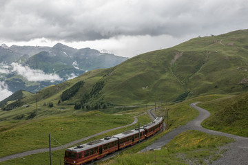 Obraz na płótnie Canvas View on mountains from Jungfraujoch station in alps in Lauterbrunnen