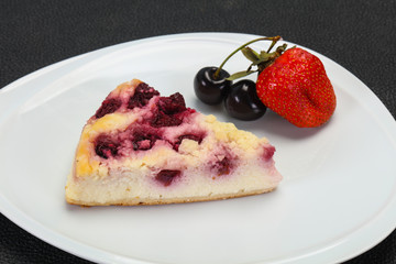 Cheesecake with cherry served strawberry