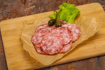 Spanish Salchichon sausage with salad