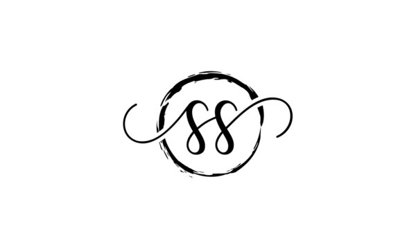 SS Initial handwriting logo vector, SS Initial handwriting logo design with a circle. Zen Circle Brush, handwritten logo for fashion, team, wedding, luxury logo. SS initial  logo