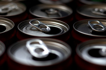 Detail of open aluminum cans. Easily recycled material