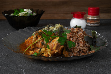 Delicious homemade meat dish with side dish