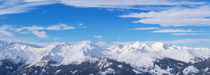 Panorama of winter alps mountains, region Austria