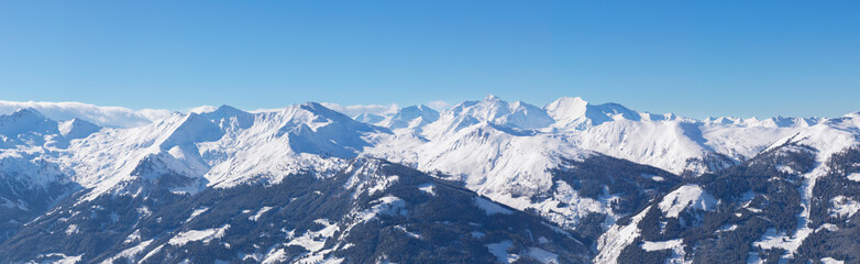 Panorama of winter alps mountains, region Austria