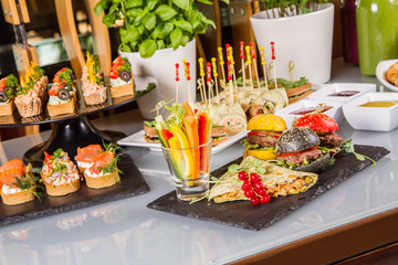 Starters - mini burgers, canapes and other snacks