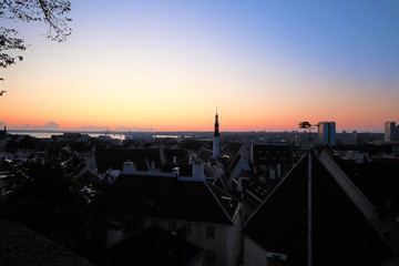 Naklejka premium Panoramic view of Tallinn old town seen from the Cathedral of Saint Mary the Virgin, Tallinn, Estonia