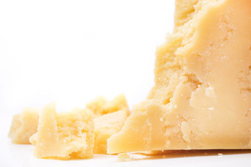 Parmesan cheese pieces isolated