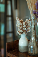 vintage decoration dried grass in vase 
