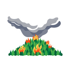Forest fires disaster trees flat vector icon