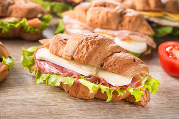 Homemade croissant sandwich