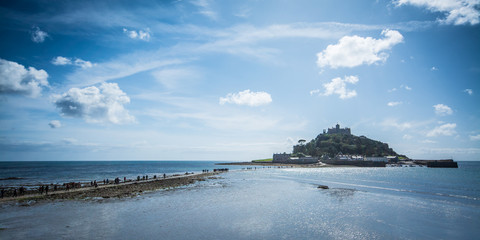 St Michaels Mount, Cornwall UK, Sunset Panorama