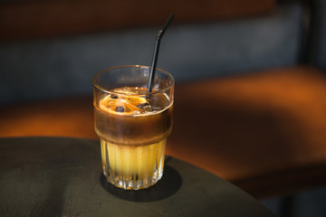 Summer cold cocktail with espresso