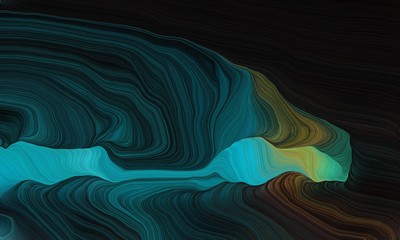 contemporary and modern curved lines waves with very dark blue, light sea green and medium sea green colors. dynamic illustration can be used for canvas, poster, graphic or wallpaper
