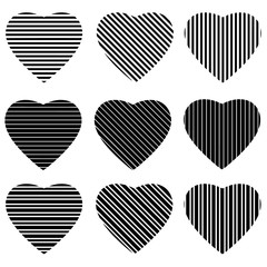 heart shape postal stamps set.illustration vector