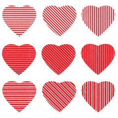 heart shape postal stamps set.illustration vector