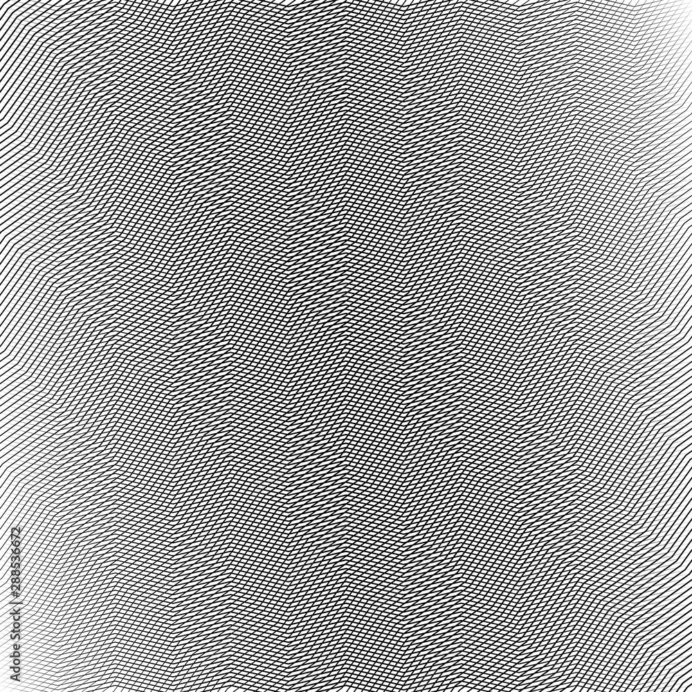 Poster Wavy, waving, zigzag lines crosshatch grid, mesh pattern. Abstract curvy criss-cross lines texture. Tangle wrinkle stripes. Diagonal, oblique strips with rumple, frizzle, crimp distort