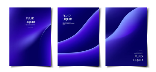 Obraz na płótnie Canvas Set of elegant smooth 3d abstract fluid shape cover, poster, wallpaper design template