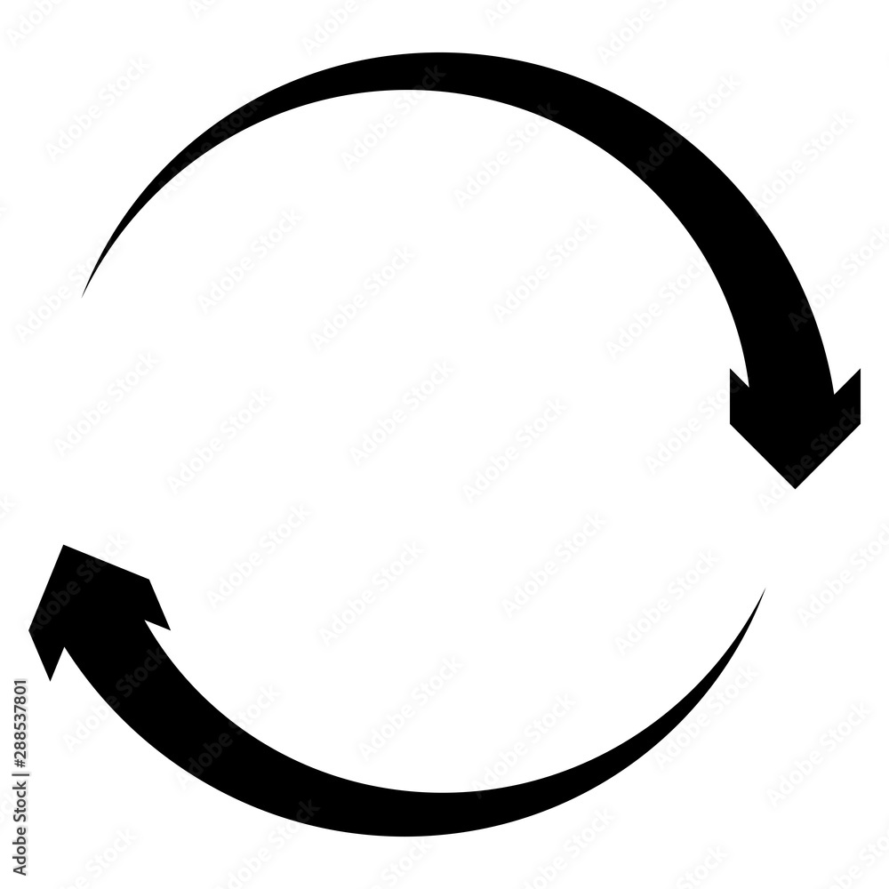 Aufkleber Circular, circle arrow right. Radial arrow icon, symbol. Clockwise rotate, twirl, twist concept element. Spin, vortex pointer. Whirlpool, loop cursor shape